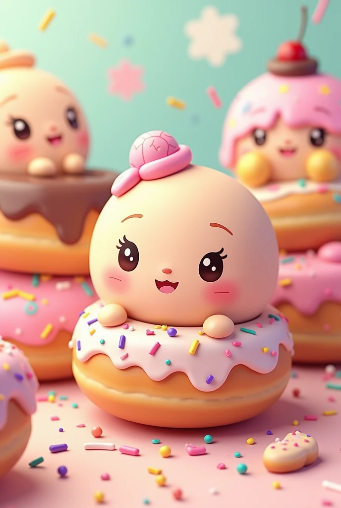 Cute Humanized Donuts