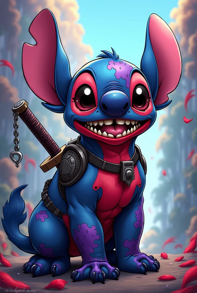 Combination of deadpool and stitch