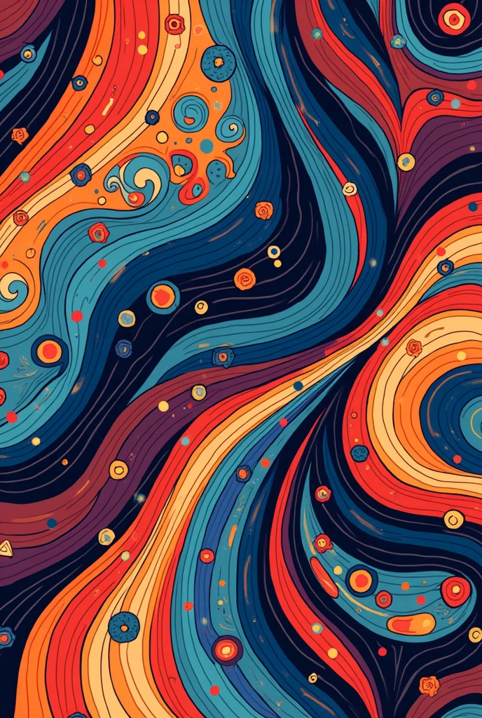 "I'm creating a design that combines elegance with a touch of whimsy. Picture a vibrant, abstract pattern featuring flowing lines and dynamic shapes, interwoven with a rich palette of bold colors. This design is both modern and versatile, making it perfect for a range of products including iPhone cases, bags, aprons, and more. It’s crafted to bring a fresh, stylish energy to everyday items, making them stand out and adding a touch of artistic flair to any accessory."