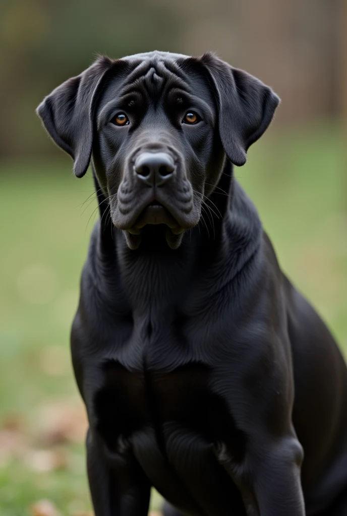 Chinese Shar Pei dog with smaller head and more stretched skin, black color
