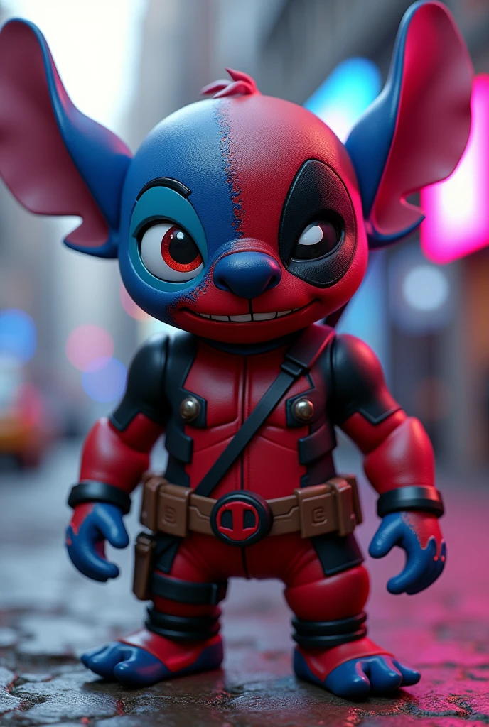 Create an image combining deadpool and stitch