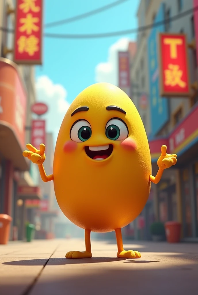 An animated egg with an advertising name ''Don Huevon''