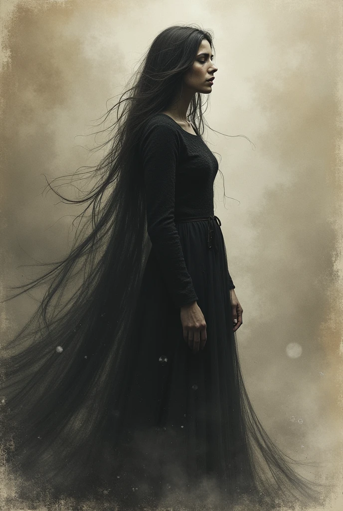 Generate a drawing about the story Death Confesses by Eduardo Gonzales Viaña woman