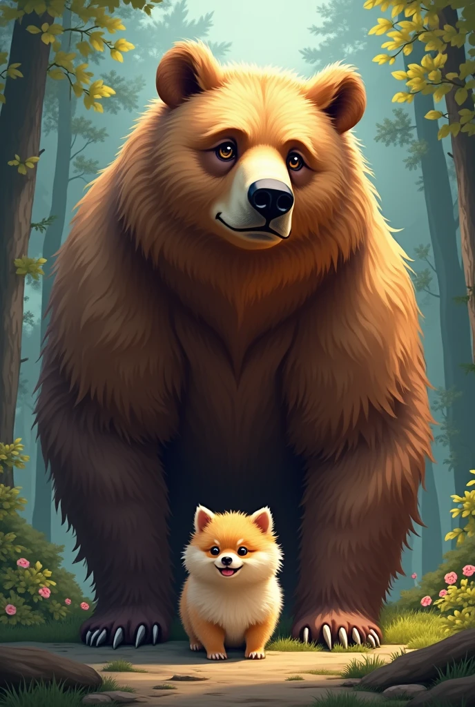 Bear and a Pomeranian