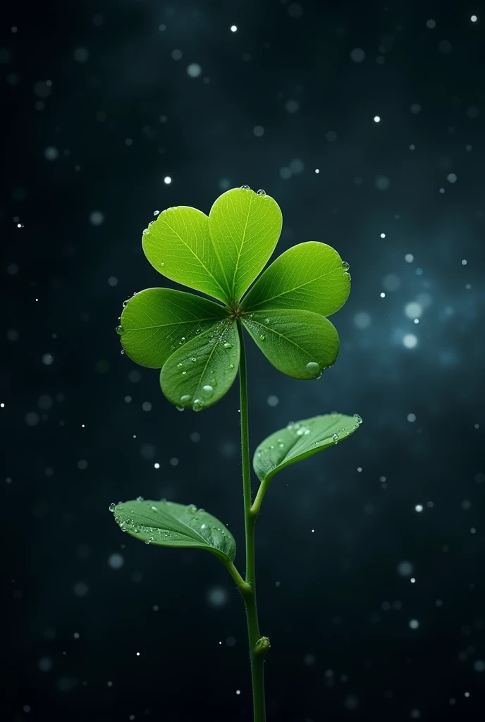 Create a png of a 4 leaf clover surviving in outer space 
