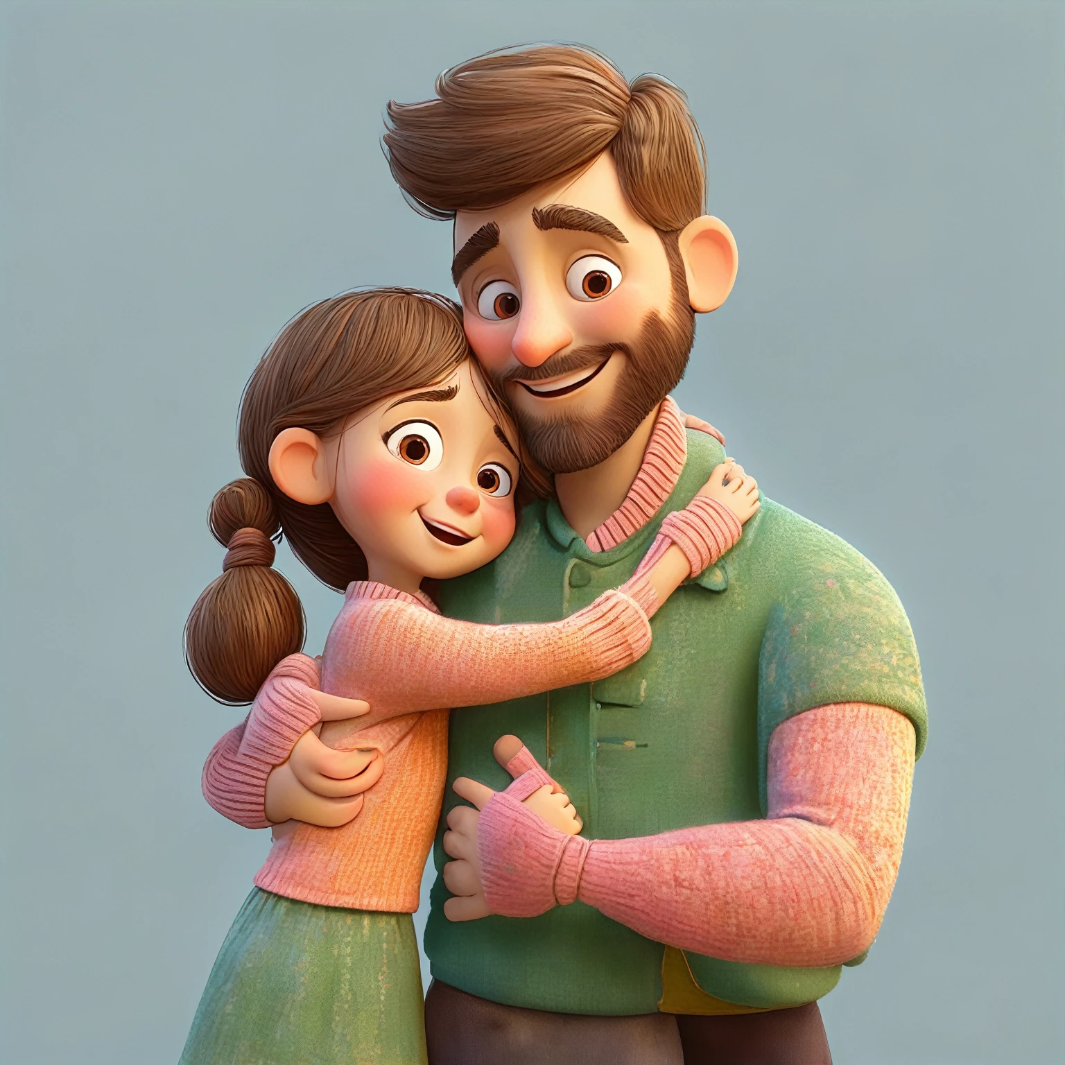 arafed man and a girl hugging each other in a cartoon style, Baba with child, cartoon style illustration, hugging, Baba, paBaba, Babaly, 3d characters, animated cartoon 3d, hug, Stylized 3D rendering, 3d character, 3d character, Happy family, 3d stylized, hugging each other, animated cartoon , solid track record