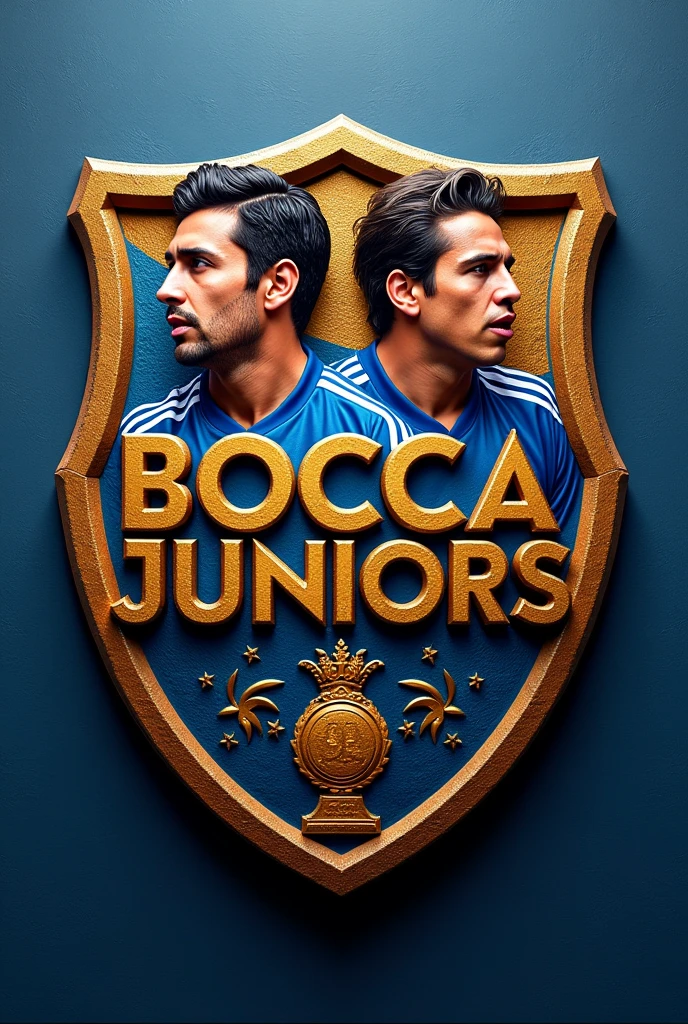 Boca Juniors shield, with full color high relief letters with Carlos Tevez and Cavani
