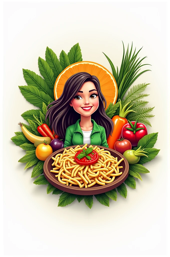 create a striking and impactful realistic logo on (Marmita Fit Garcia's) That the image includes vegetables, salad, pasta...!