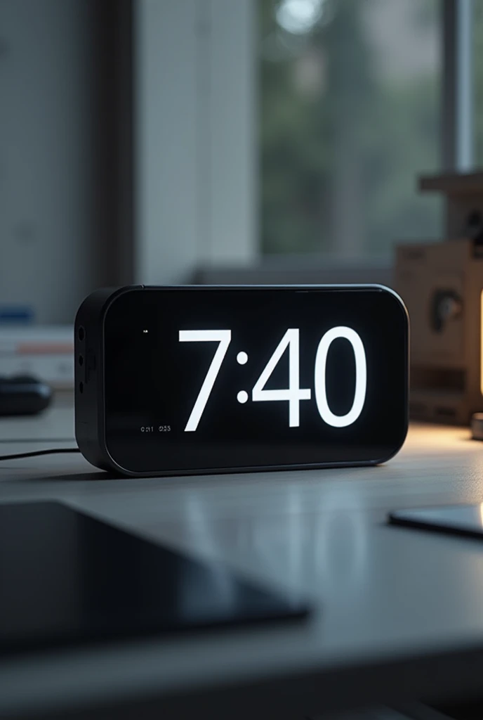 Digital clock, time 7:40.
