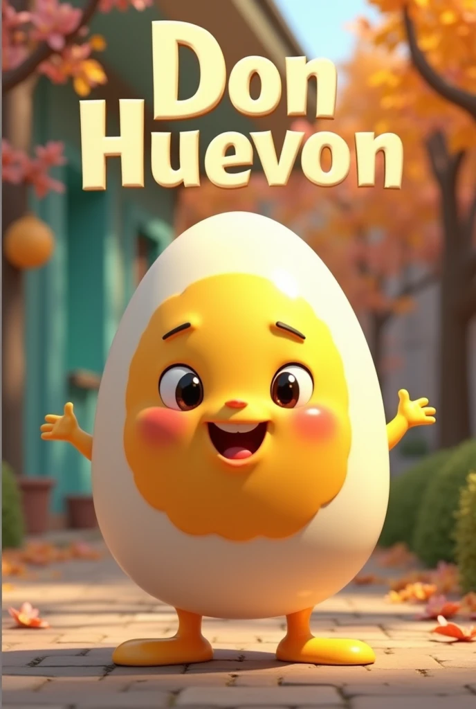 An animated egg in cartoon style and the name ''Don Huevon'' in large letters