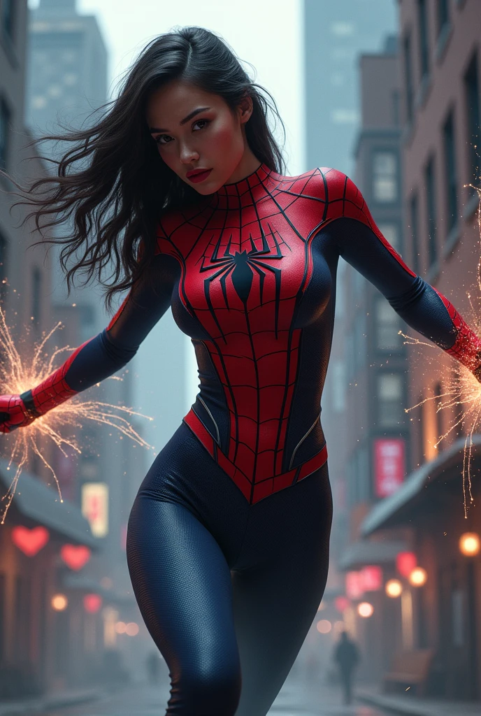 Spiderman girl getting back shots