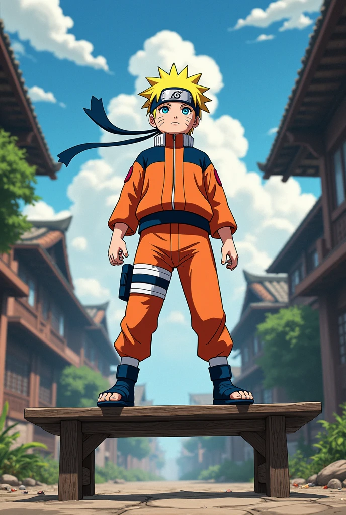 Naruto standing on bench