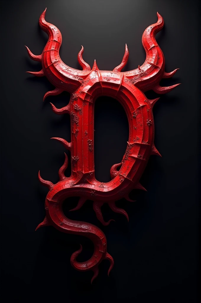 (logo design) evil logo, a striking red letter D, adorned with sharp, menacing demon horns, and a sinuous tail extending from the base, dynamic and bold, emphasizing a dark theme, glossy finish, high-resolution, creating an impression of malevolence and power.