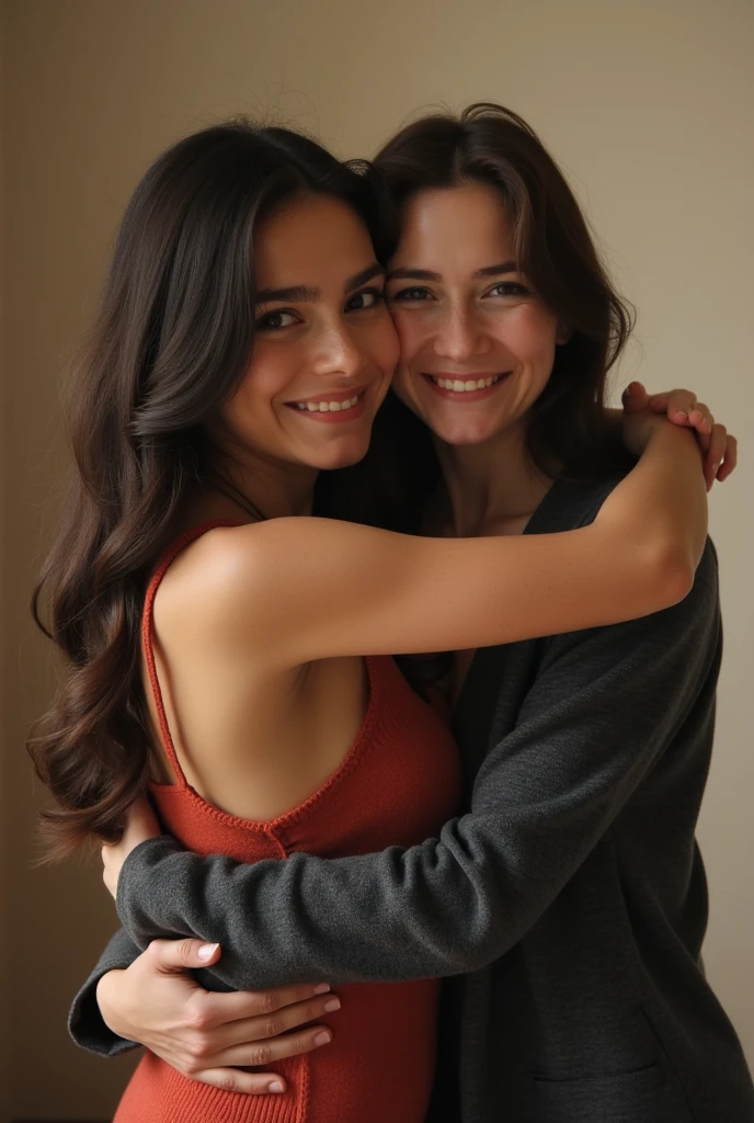 Two people hugging each other
