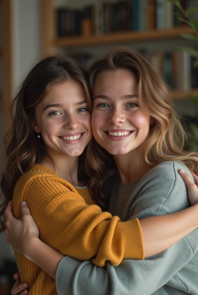 Two people hugging each other