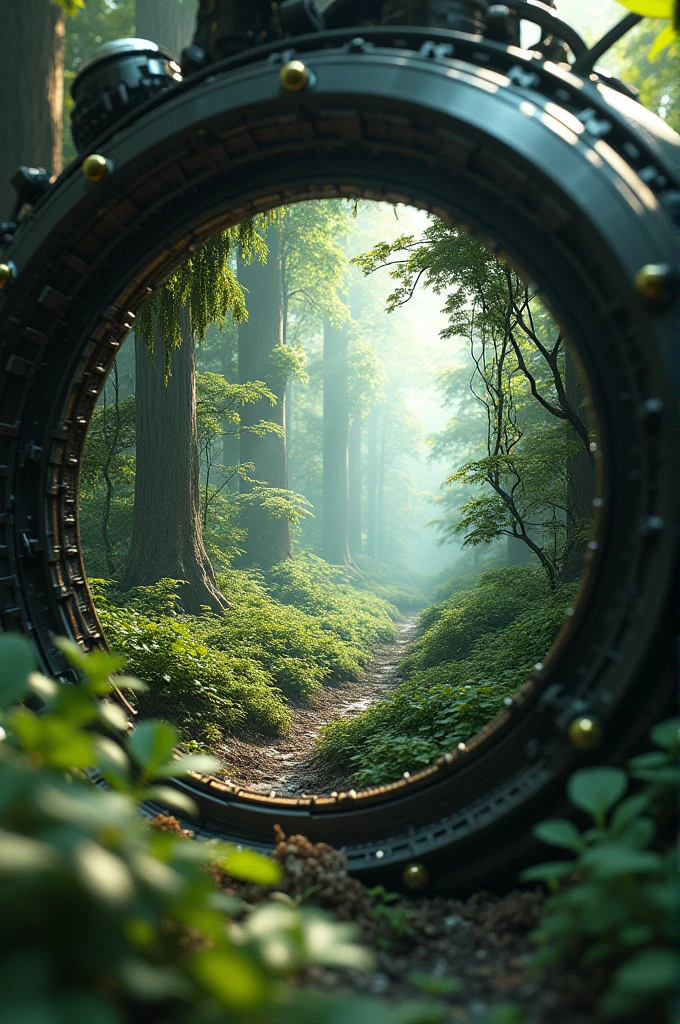 Deep natural forest inside of the robotic engeeniared eye