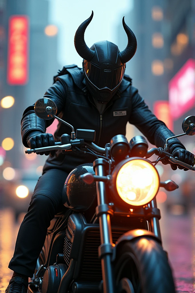 Motorcycle courier with horns