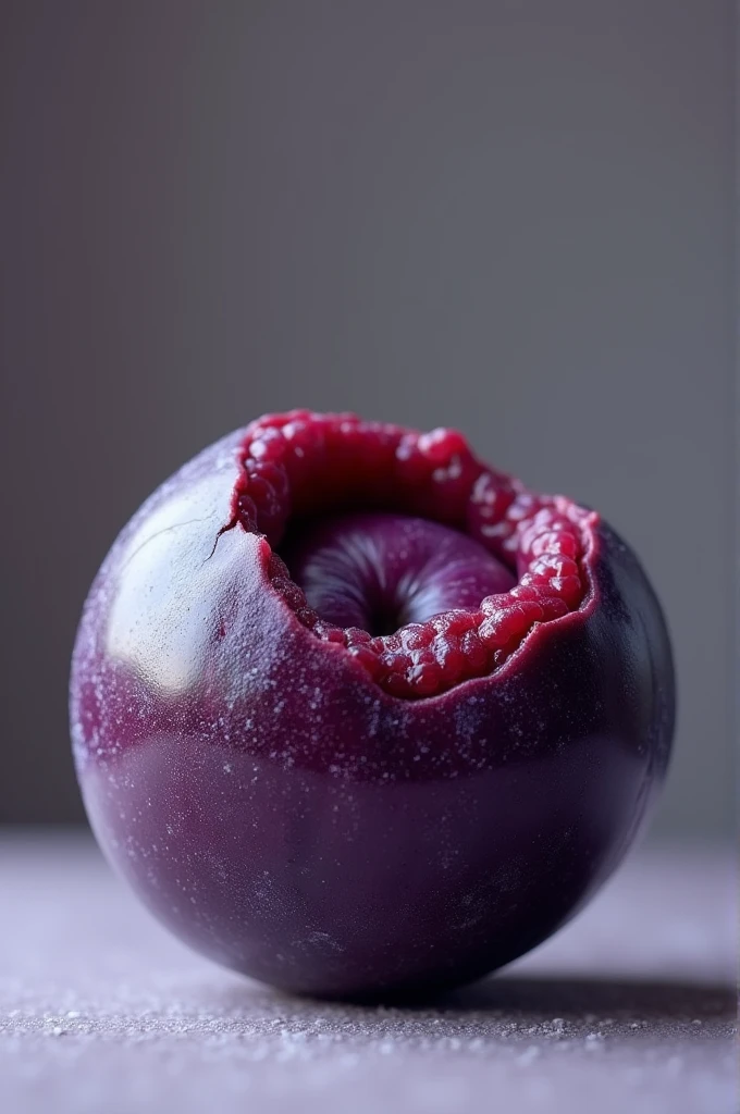 Create an image of the bitten acai fruit 
