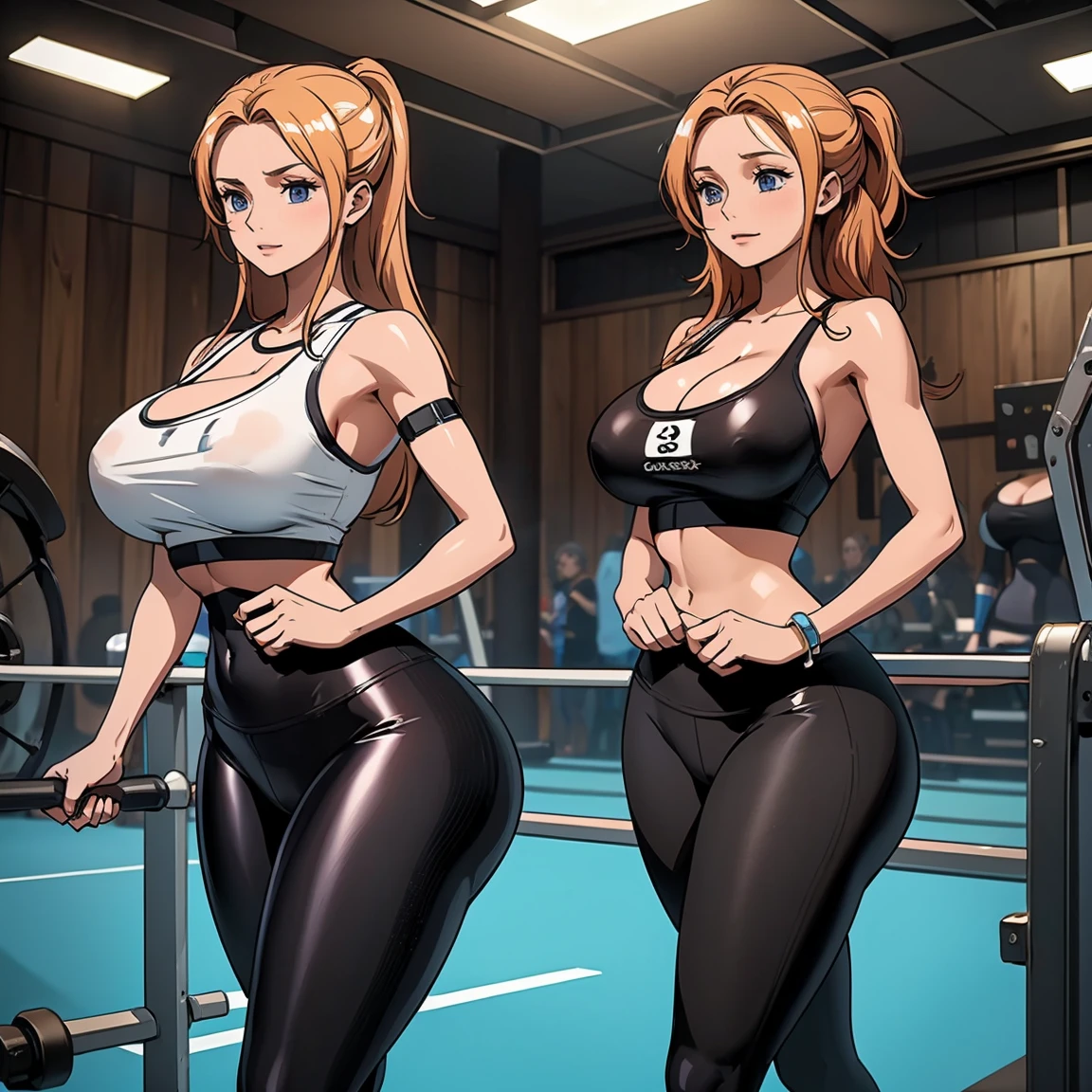 Four Unrealistically beautiful twenty-five year old girls in tight leggings in the gym. ???????????. Big asses. Wide ????. Big thighs. Very beautiful faces. Cute faces.