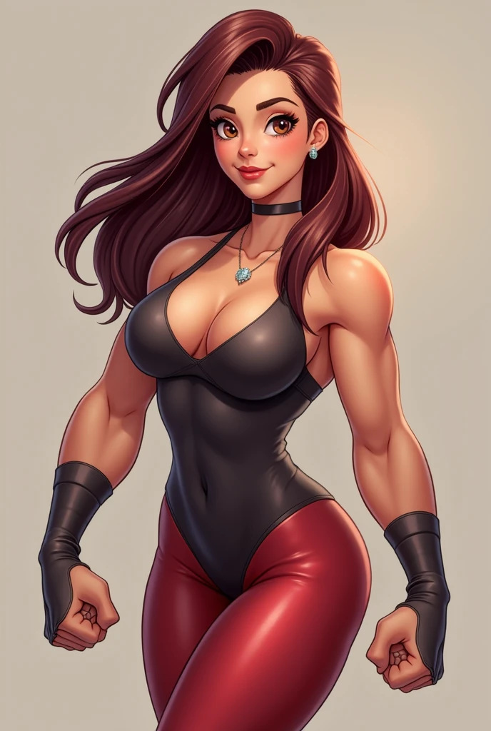 an animated character with strong female muscles