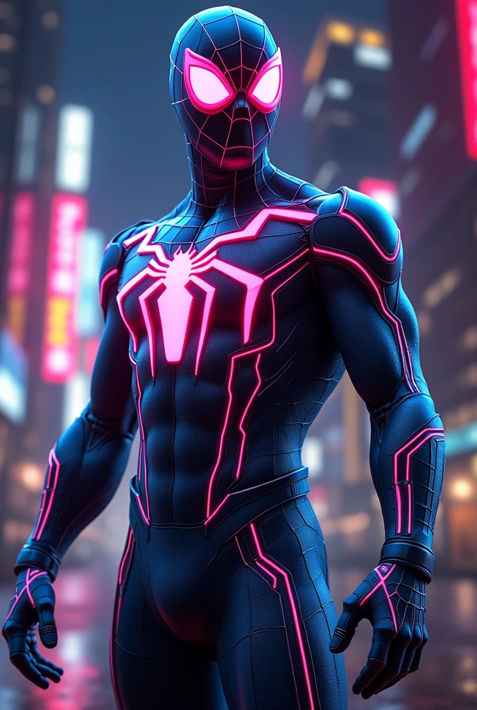 Cyber neon spider man armored suit