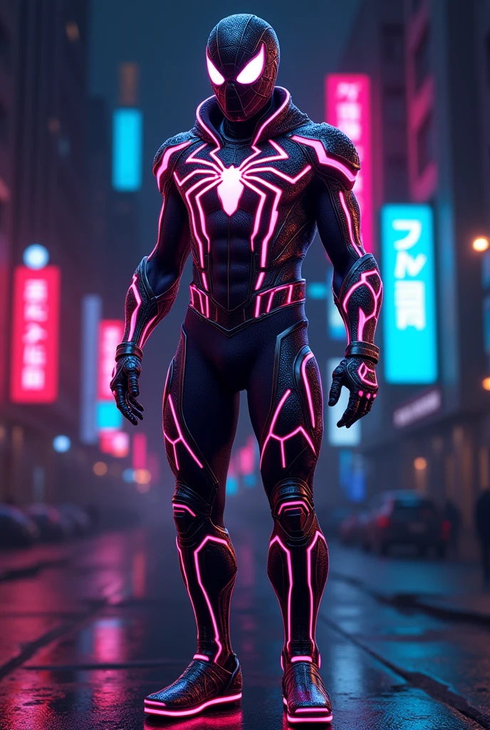 Cyber neon spider man armored suit 