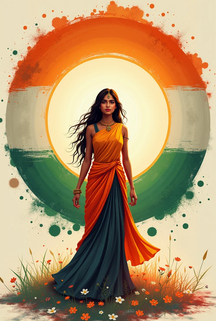 Create a circle with Indian flag and write between Hemlata