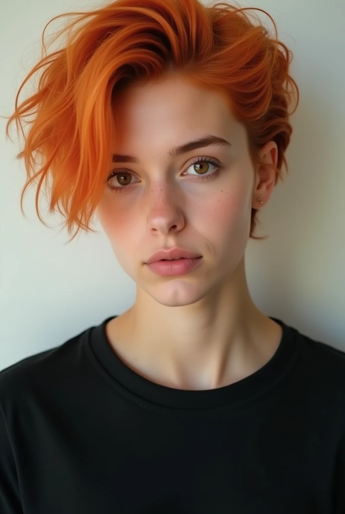 With Orange Hair With Hazel Eyes Wearing Black Shirt