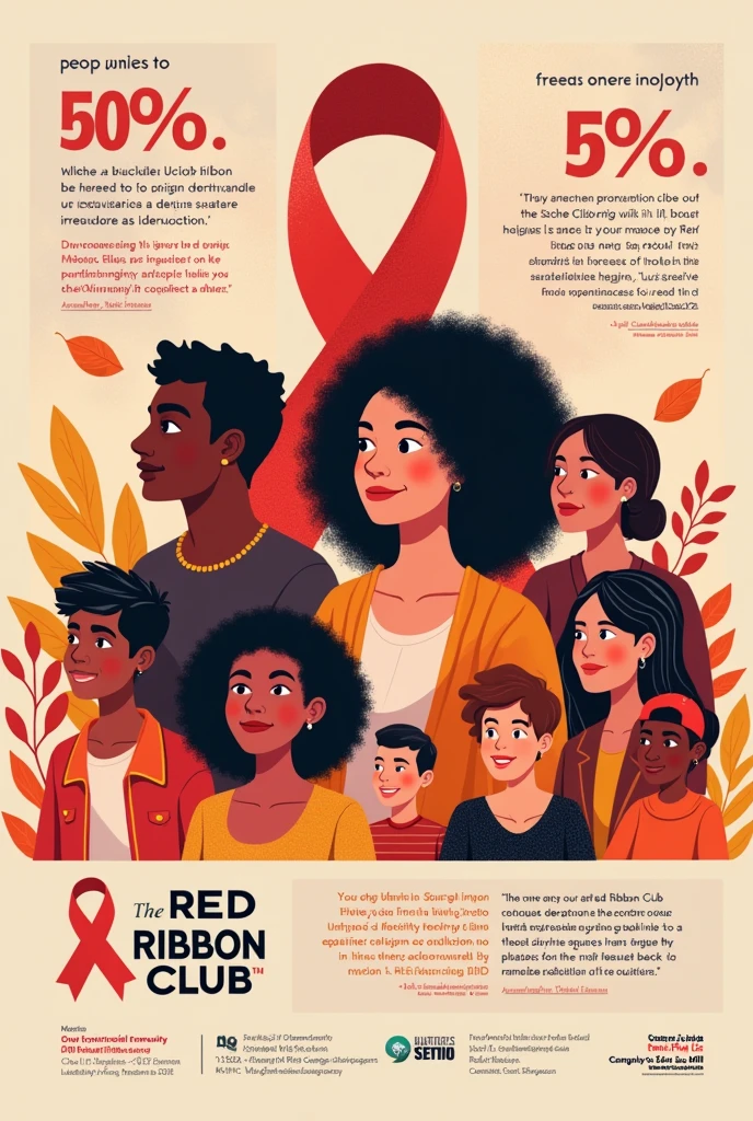 I need a poster about red ribbon club awareness with various pics and quotes related to red ribbon club