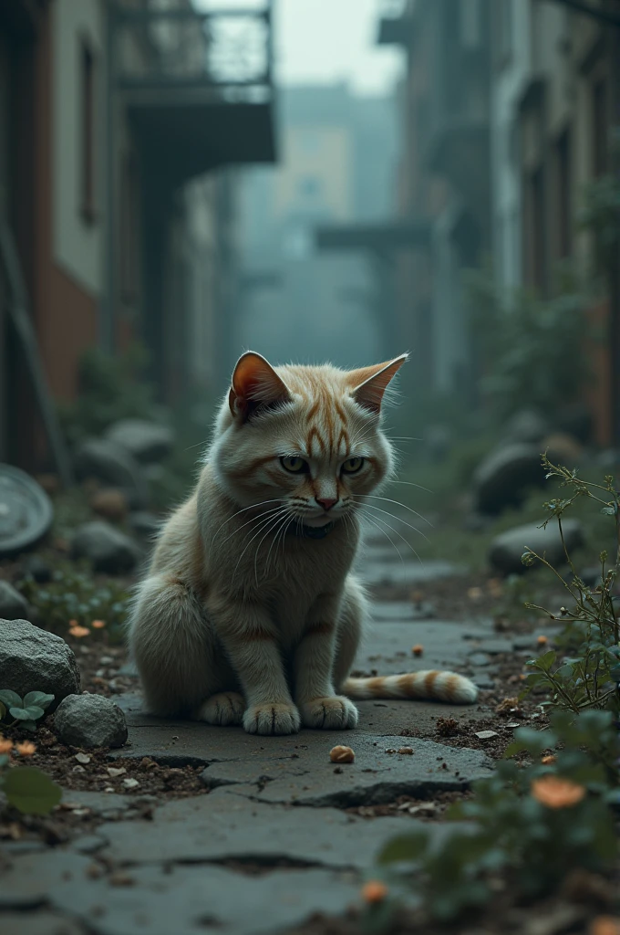Sad abandoned cat