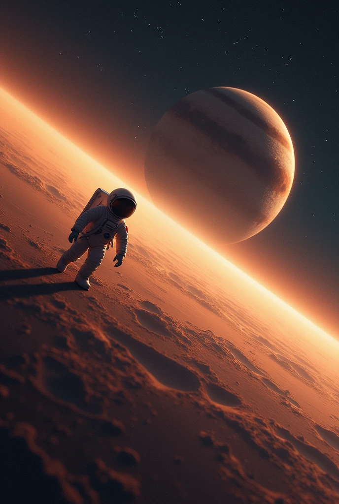 Saturn with a baby astronaut