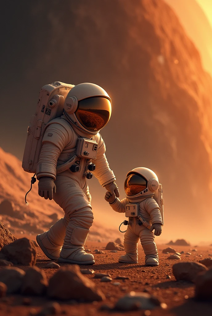 Saturn with a  astronaut 