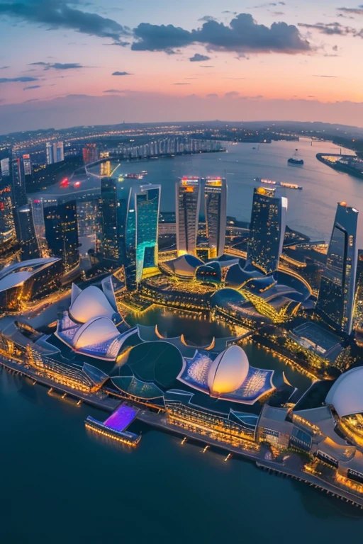 Drone Show,Lots of beauties,Shooting from above,Marina Bay Sands