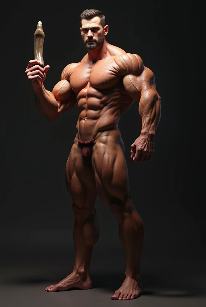 Muscular man like a dick in his hand