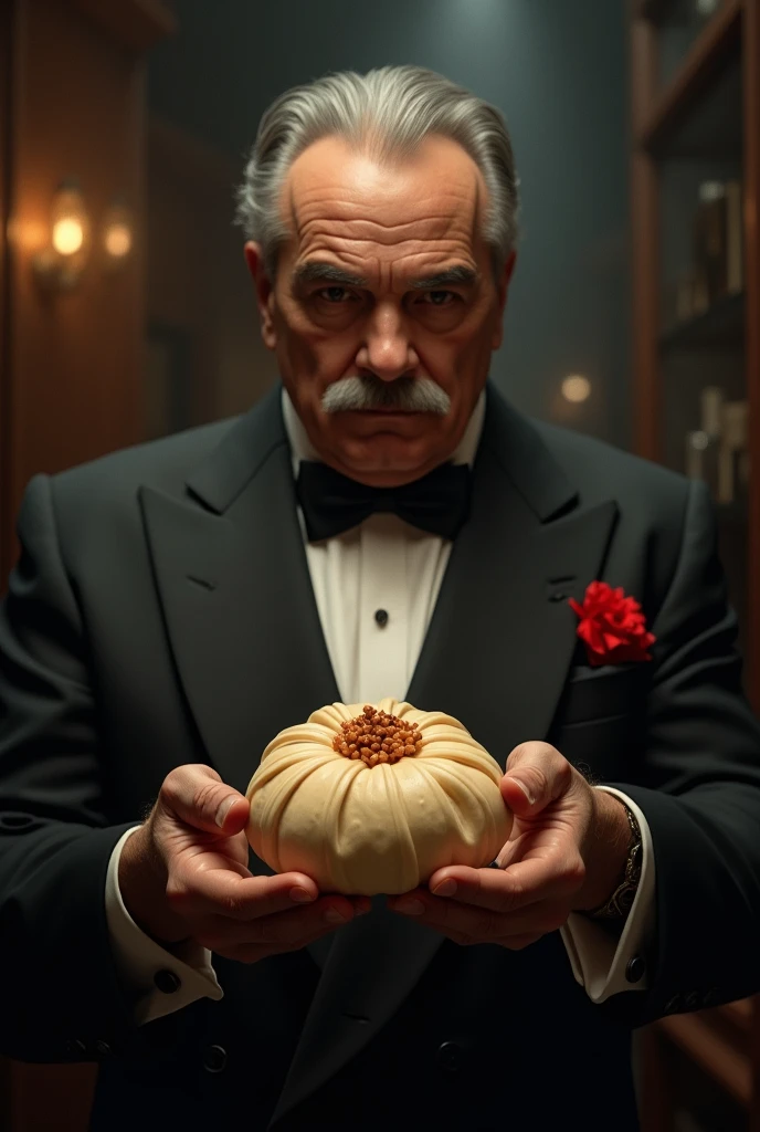 The Godfather Holding a Steamed Bun