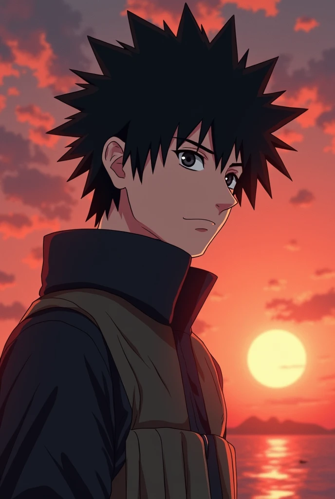 A boy around 20 years old, with black curly hair, with sharingan in the naruto universe having sex with hinata, with too much semen