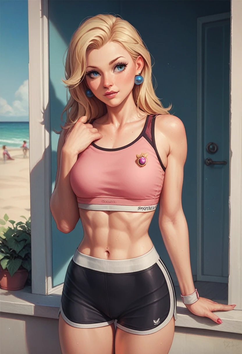 Sporty woman peach