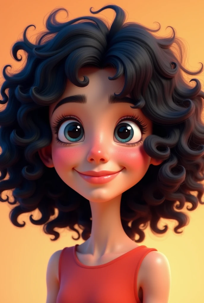Give me a white girl with black, curly Pixar-style hair