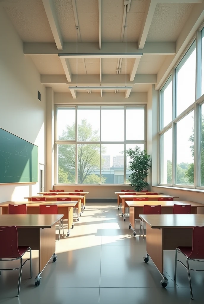 Create a square classroom with architectural plan and windows