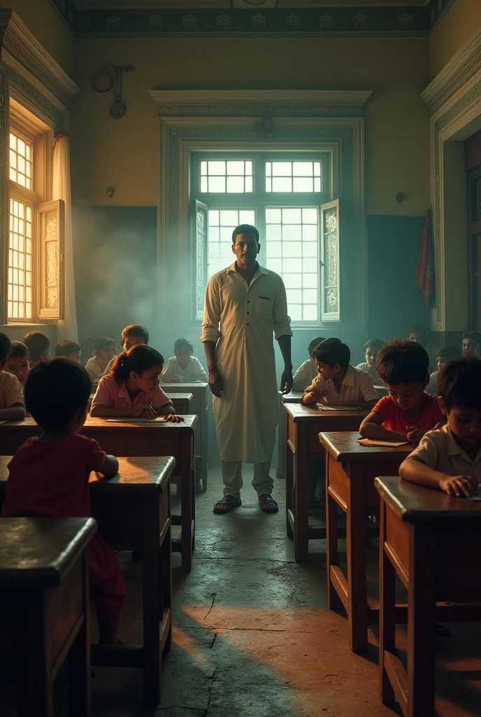 Teachers and students are scared of any type of sound and scared of it make it in Indian theme in the school make them kids make the teacher male