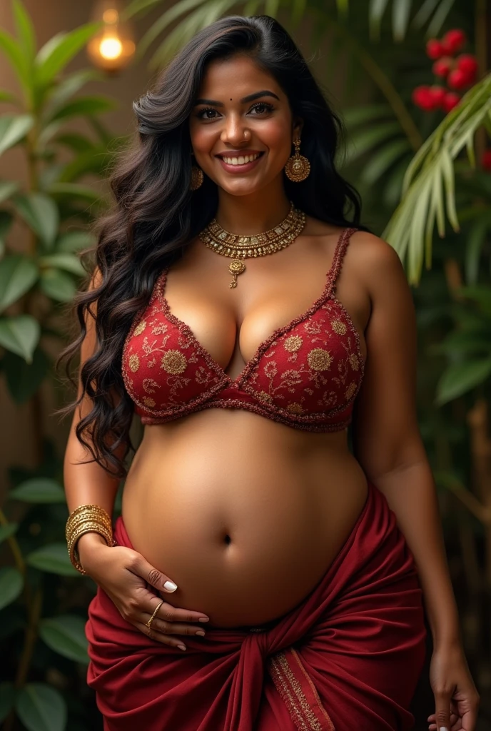Beautiful indian woman, carnal, lush, partly fat figure, seductive, belly exposed, beautiful perfect face, graceful, gratitude, sultry, svelte