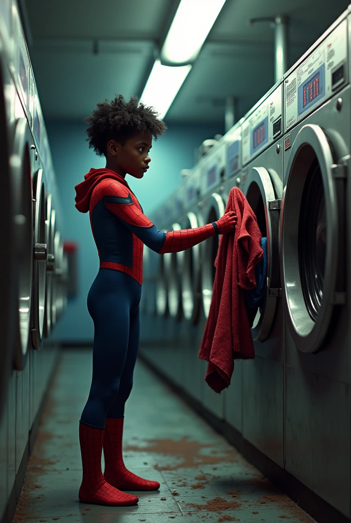 Miles Morales washing his clothes