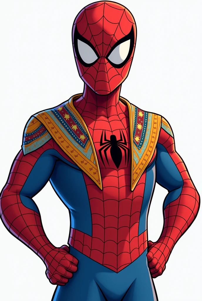 Spiderman with a Colombian shirt, from the waist up (cartoon)