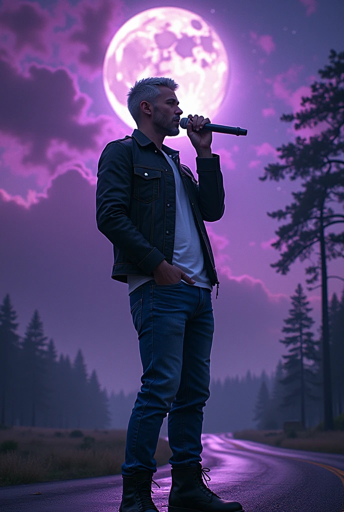 Galaxy Nebula Purple Stars Starry Nebula Sky Full Moon Epic Night Hyper Magnificent Masterpiece Ultra UnrealEngine5 Deep Road Equirectangular_360 MusicHall Beholder❤ Rockstar Sings into Microphone Global Forest Saturated Luminescence Volumetric Cinematic_Moonlight Lightning_contrast Meticulously Intricate Ultra_Ultra-High Detail_Maximum Ultra_High Quality_Ultra High Definition_Photorealistic Optimal Ultra_High Resolution CGI VFX SFX Precise Reflection Vivid Color Encoded Enhanced Octane-Rendering UHD XT3 DSLR HDR ROMM RGB PBR 3DCG FXAA Blu-ray Enhanced FKAA TXAA RTX SSAO OpenGL-Shader GLSL-Shader Post-Processing Post-Production Cel Shading Tone Mapping Analog Ultra_Sharpness Symmetrical Focus Heavy Metal Will-o'-the-Wisp Iota Pixie Kindergarten Glamour Knight Queen Cosplay (A Thirty Year Old Man) years old (Short grey hair military style), athletic (looking at camera) with a microphone in his hand singing a song black Rockstar leather jacket, white t-shirt, blue jeans, black boots) Onyx Marble Ruby Background Opal Chain Sundrop Chrome Bands Flat Pewter Lys Emerald Plasma Glyph Tourmaline Lava Magic Fire Summon Milkweed Glow Crystalline Creature of Chaos Viceroy Monarch Conjuration Butterfly Blooming Home CGSCOSITY Summoning Strange Monster Floraison Earth Reflection Chef-D's Tattoo Nude Sex Nsfw Misc Multi etc. -