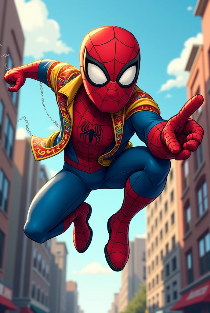 Spiderman with a Colombian shirt (cartoon)