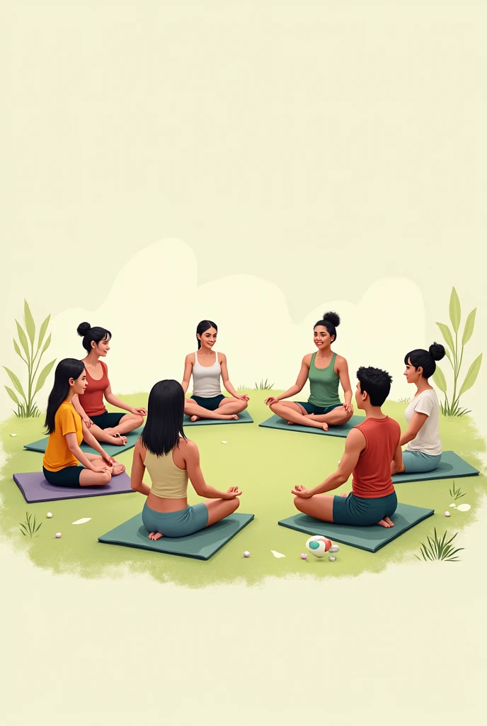 An easy to draw image of some people doing exercises in a circle