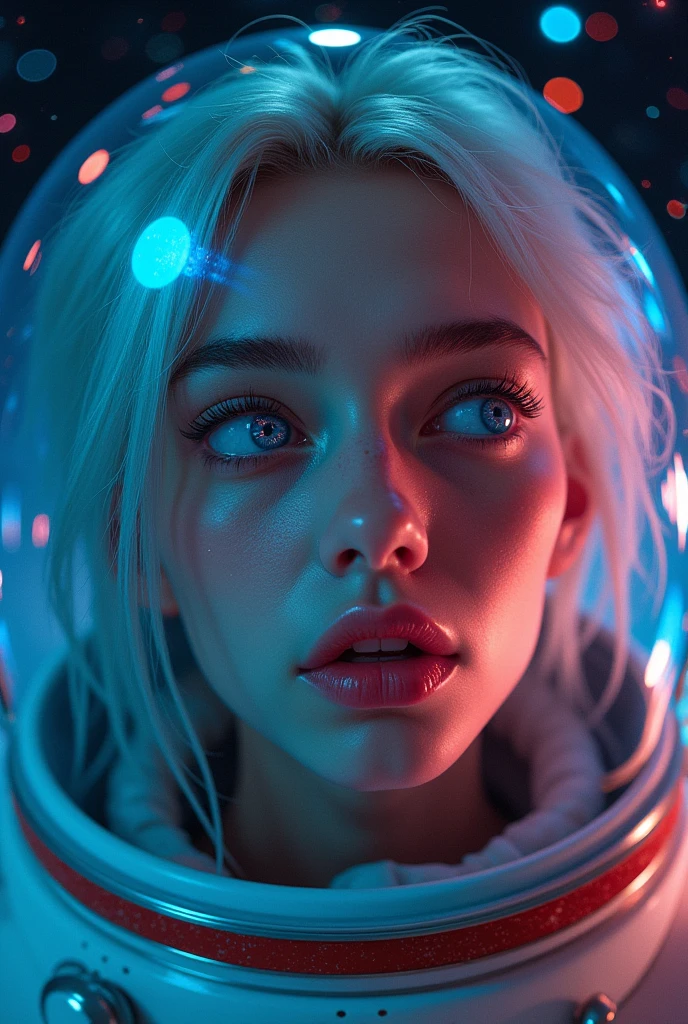 (Close-up of a better masterpiece: 1.5) 0.9], (Space and astronauts: 1.2) (Disheveled silver hair: 1.1) (Xanthochromia heterochromia and blue eyes: 1.2) (space helmet: 1.0) (colorful stars in the eyes: 1.0) (A radiant glow: 1.1) (thick lips: 0.9)