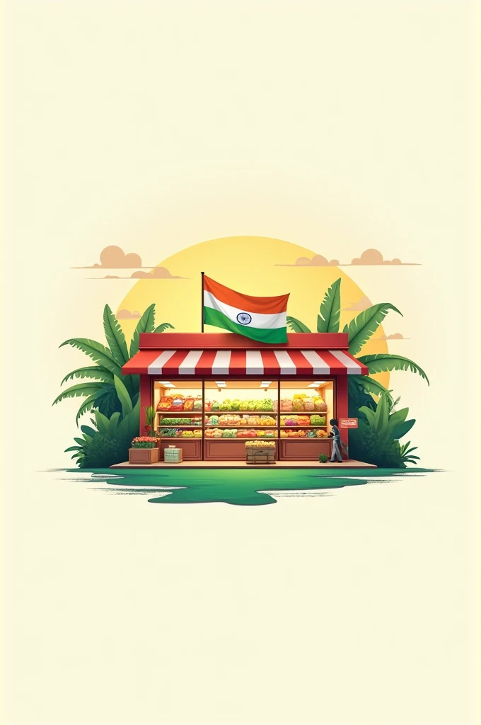 Independents day poster of supermarket in light background includes colours of indian flag with simple design