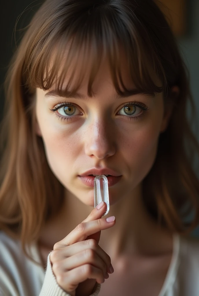 a person tranform to a condom and a girl using it