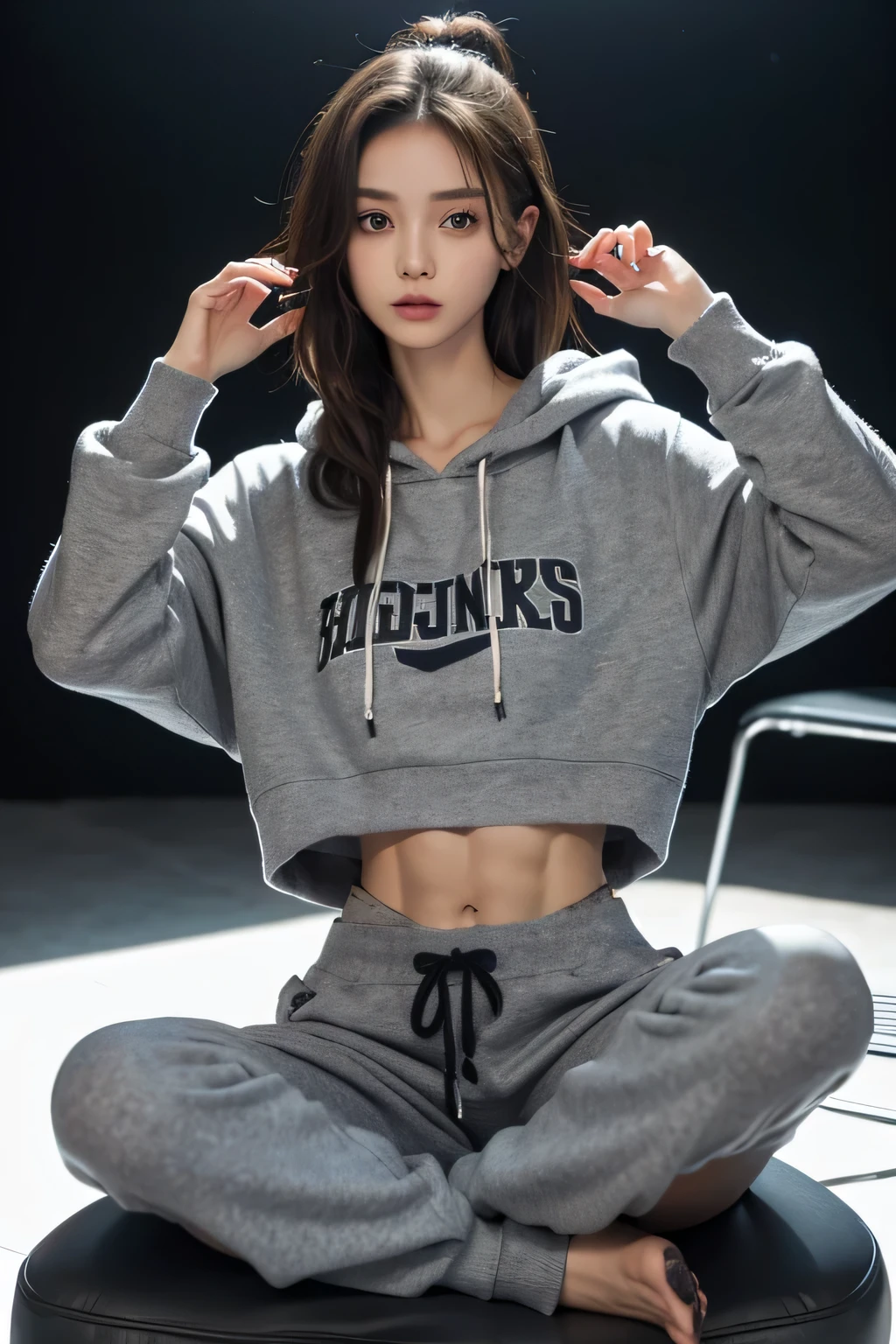 girl with sixpack, well-formed and well-defined sixpack abs